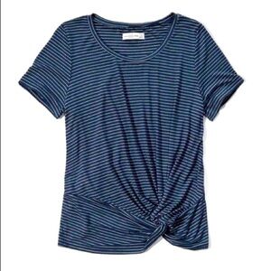 Abercrombie Navy Striped Twist Knot Short-Sleeve Tee
